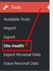 Check WordPress Version by Clicking the Site Health Option