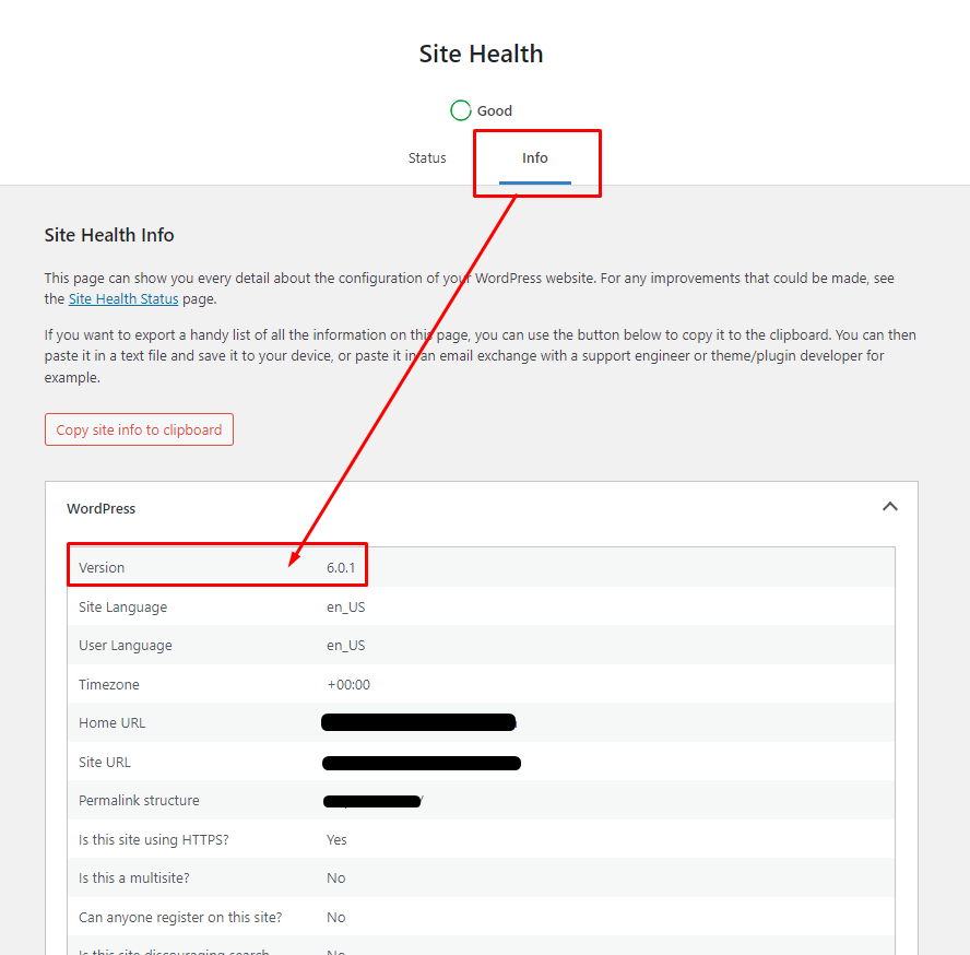 Check WordPress Version by Clicking the Site Health