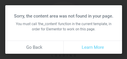 content area was not found in your page